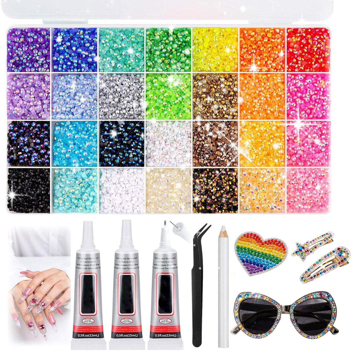 Omaky resin jelly rhinestones 3mm in 28 colors for dazzling nail art and crafts.