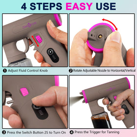 OMCCYUN travel-friendly spray tan gun ideal for home, beach, or salon use.