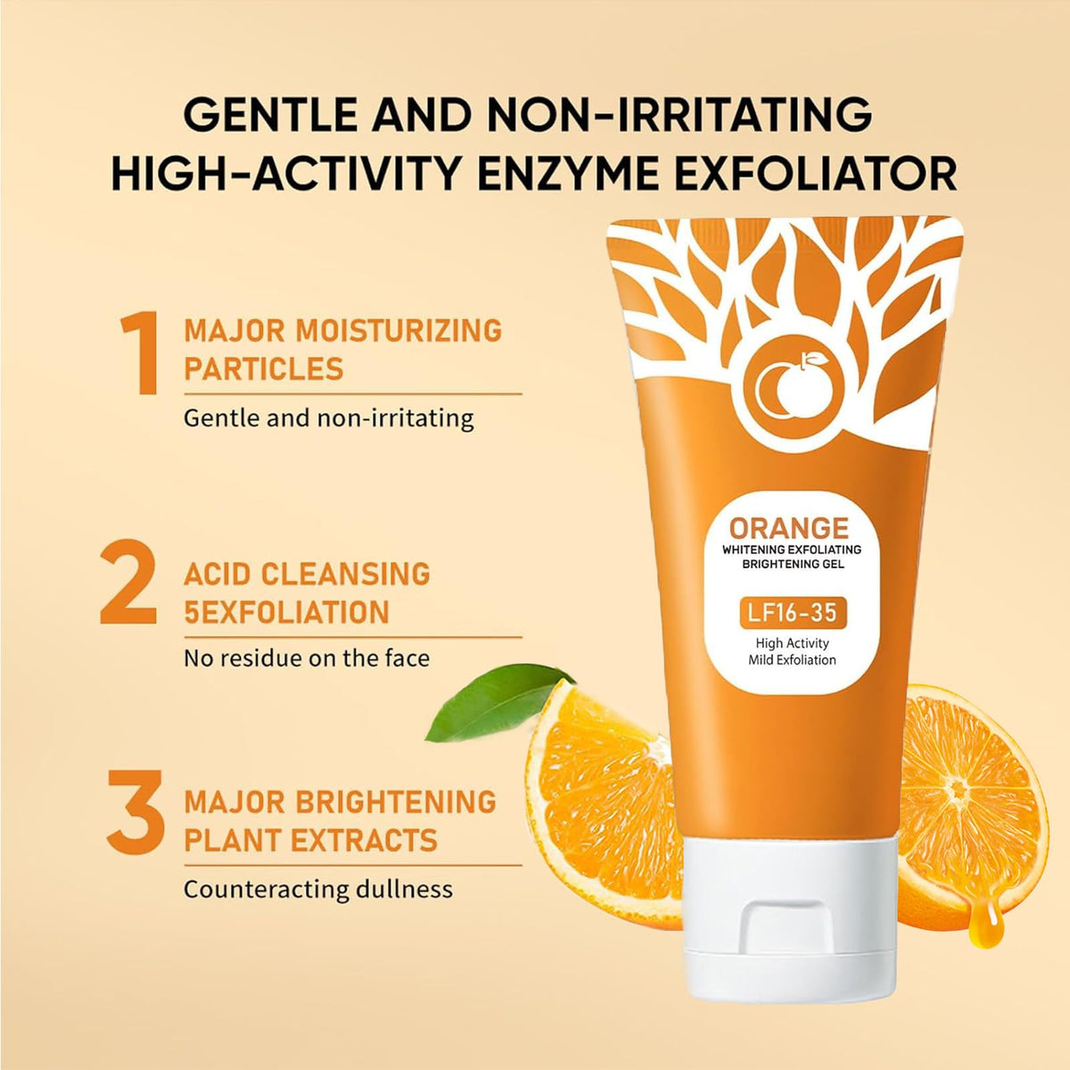 Omexry orange gel on face to unclog pores and refresh skin