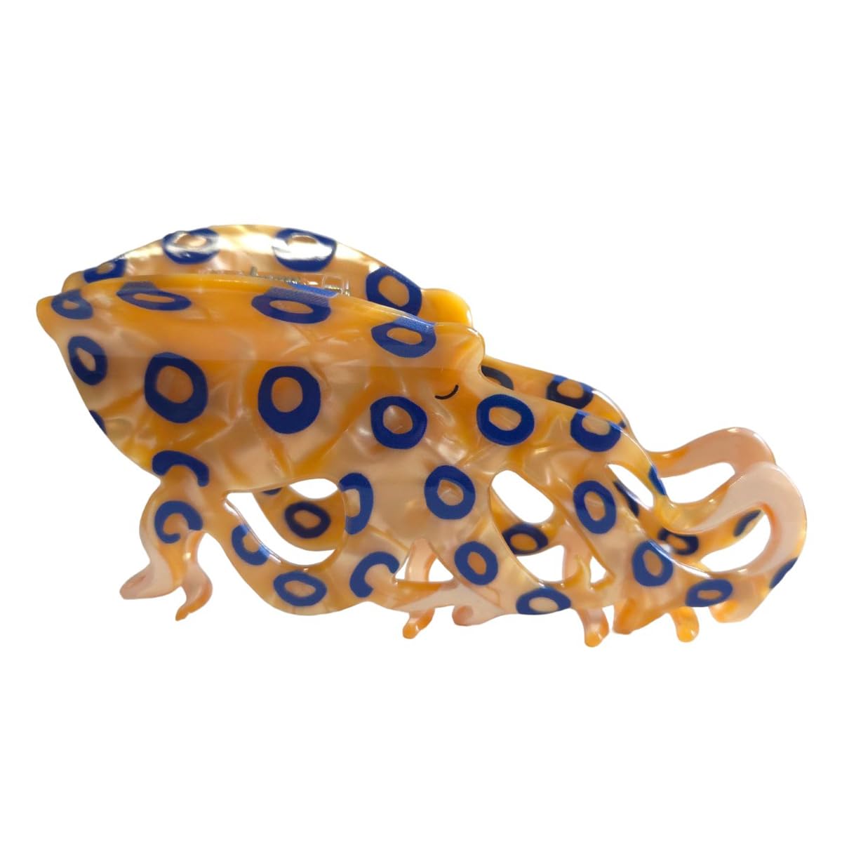 OMG Decor blue-ringed octopus hair clip front view secures hair all day