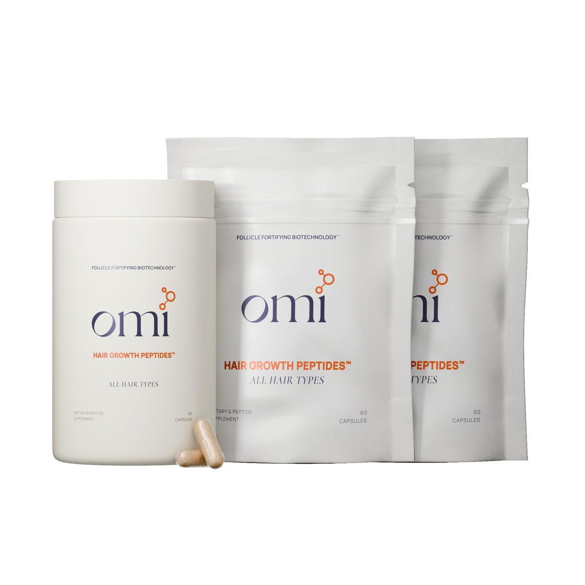 OMI WellBeauty hair growth peptides bottle for daily scalp care