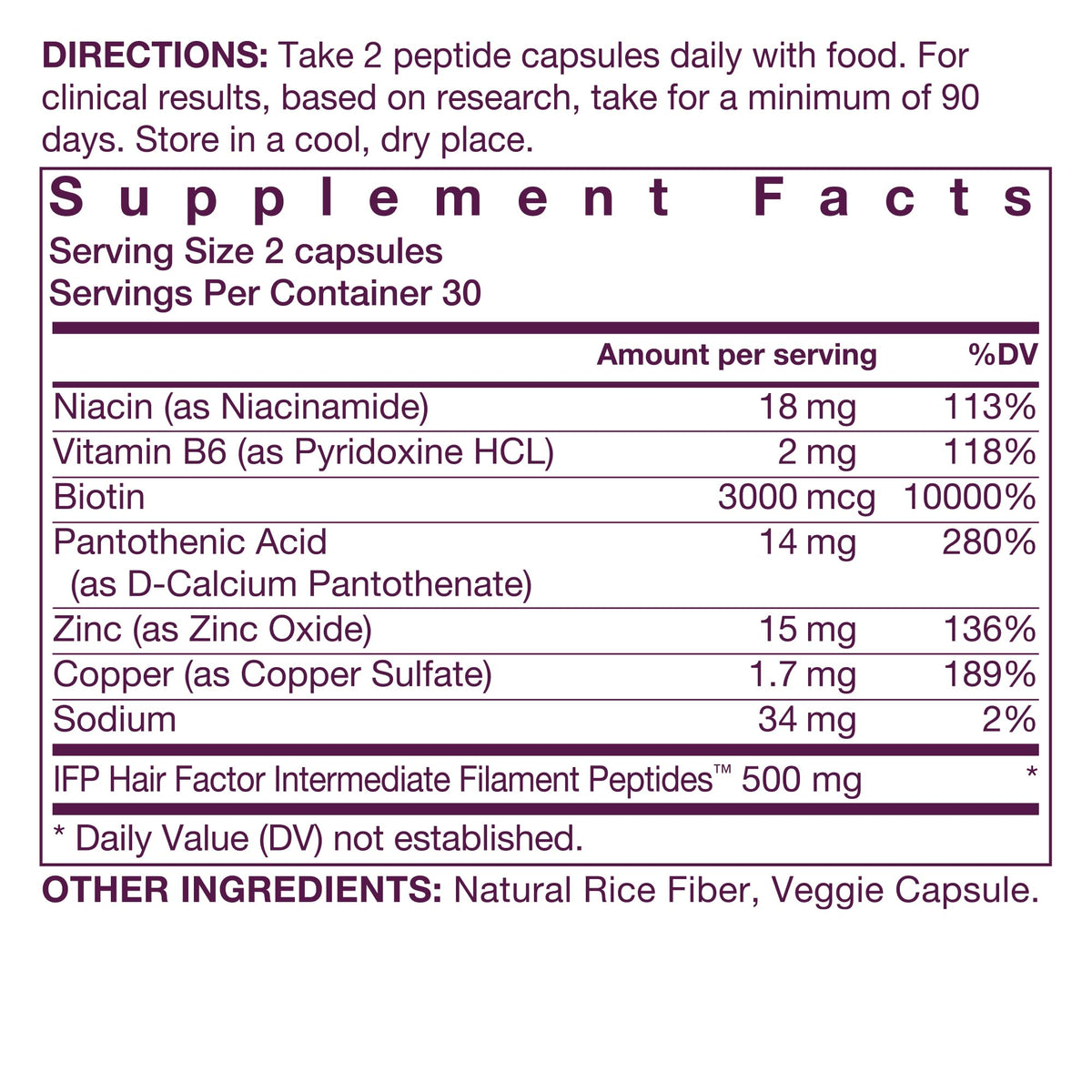 Close-up of OMI WellBeauty label highlighting patented peptides