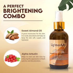Almond oil drops demonstrating lightweight texture of Lighten-Up