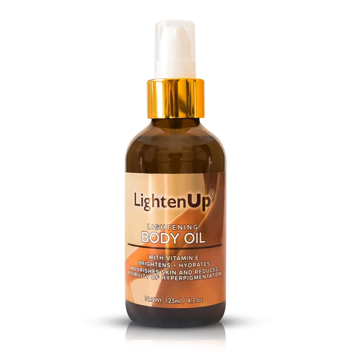 OMIC Lighten-Up body oil bottle showing daily hydration and brightening potential