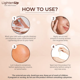Nighttime OMIC Lighten-Up routine setup with serum on a clean surface.