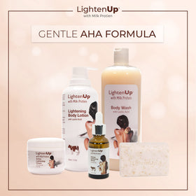 OMIC Lighten-Up packaging box and bottle on a tidy vanity.
