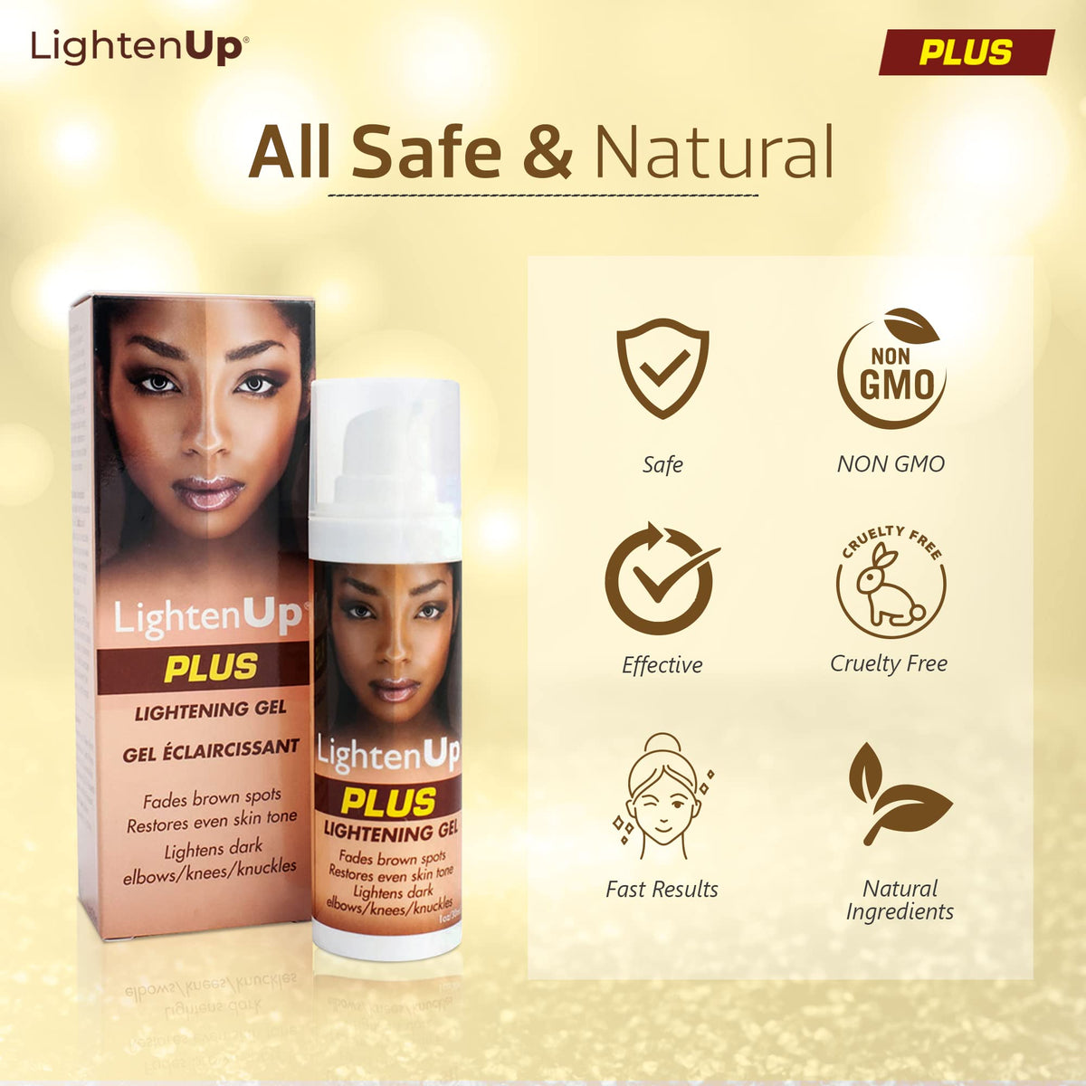 Elbows and knees treated with OMIC Lighten-Up Plus Brightening Gel.