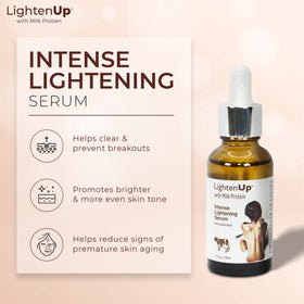 OMIC Lighten-Up serum dropper ready for nightly skin brightening use.