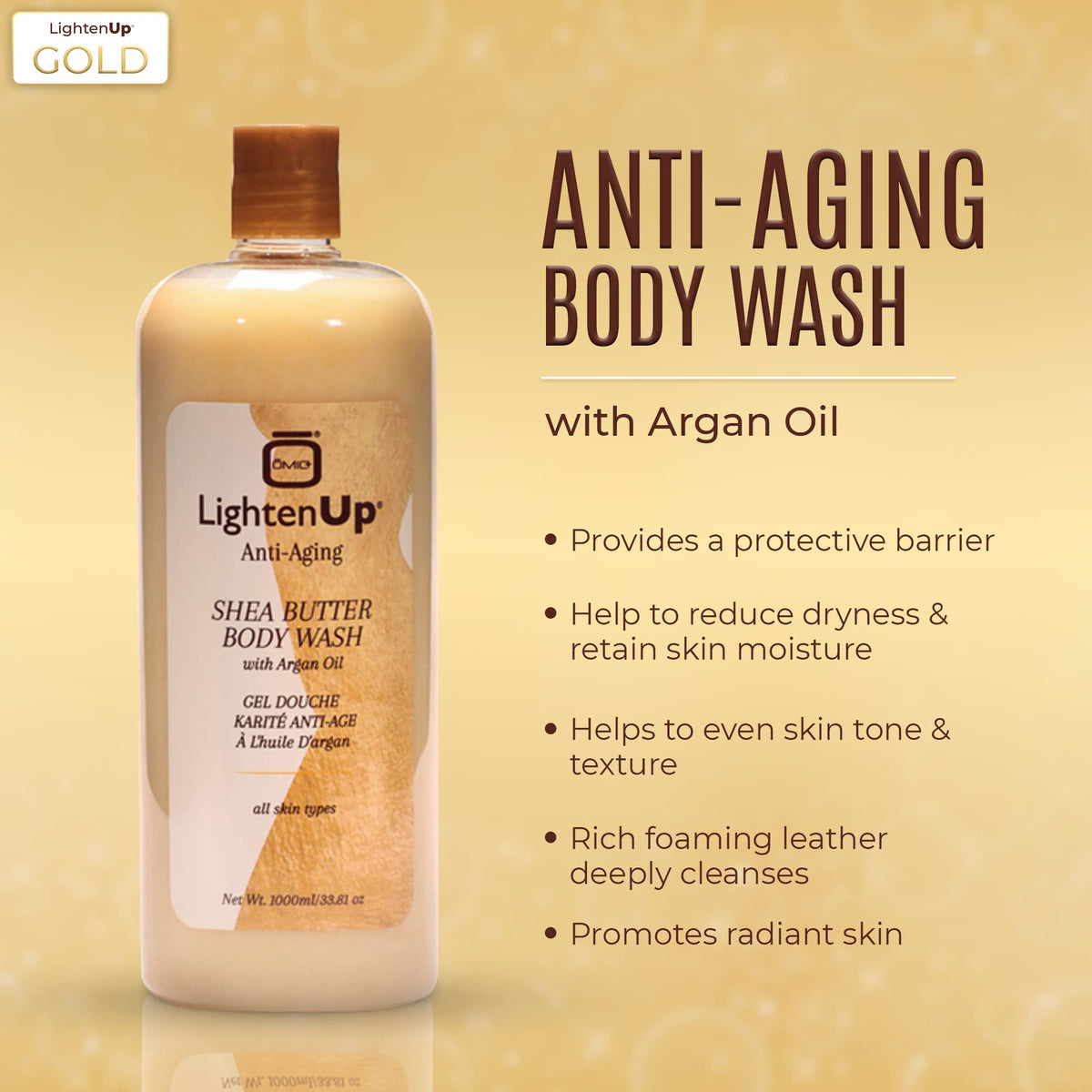 OMIC Lighten-Up argan oil droplets hydrate and protect skin