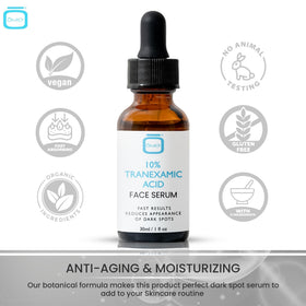 OMIC Tranexamic Acid Serum dropper enables precise dosing for targeted pigmentation care.