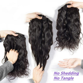 Omiliyah Brazilian virgin hair end view shows full thickness and bounce.