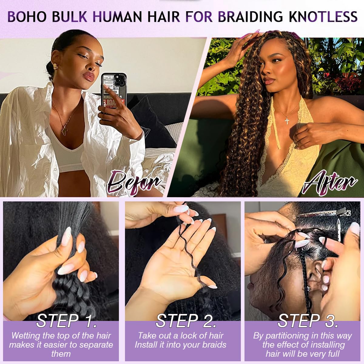 Omiliyah lightweight scalp-friendly braiding hair modeled for all-day comfort.