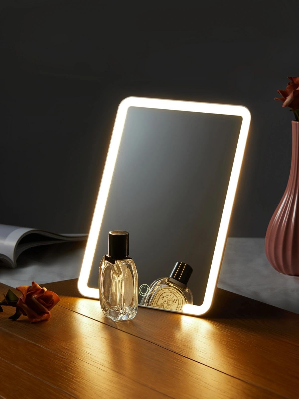 OMIRO large 10x7 inch mirror complements travel-ready setup