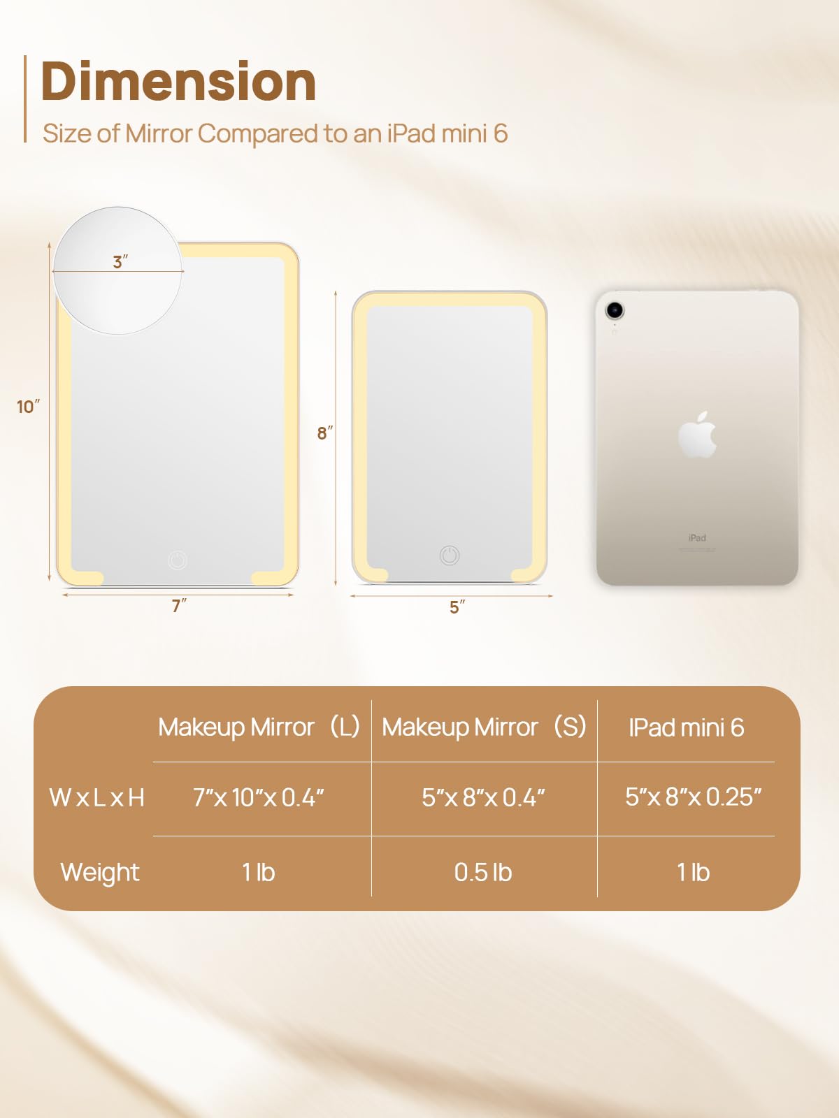 OMIRO lighted makeup mirror features 3 lighting modes for day, evening, or natural looks.