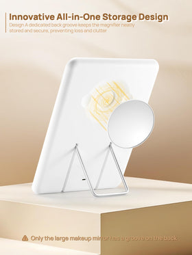 OMIRO desk mirror with long-lasting power for cordless grooming anywhere.