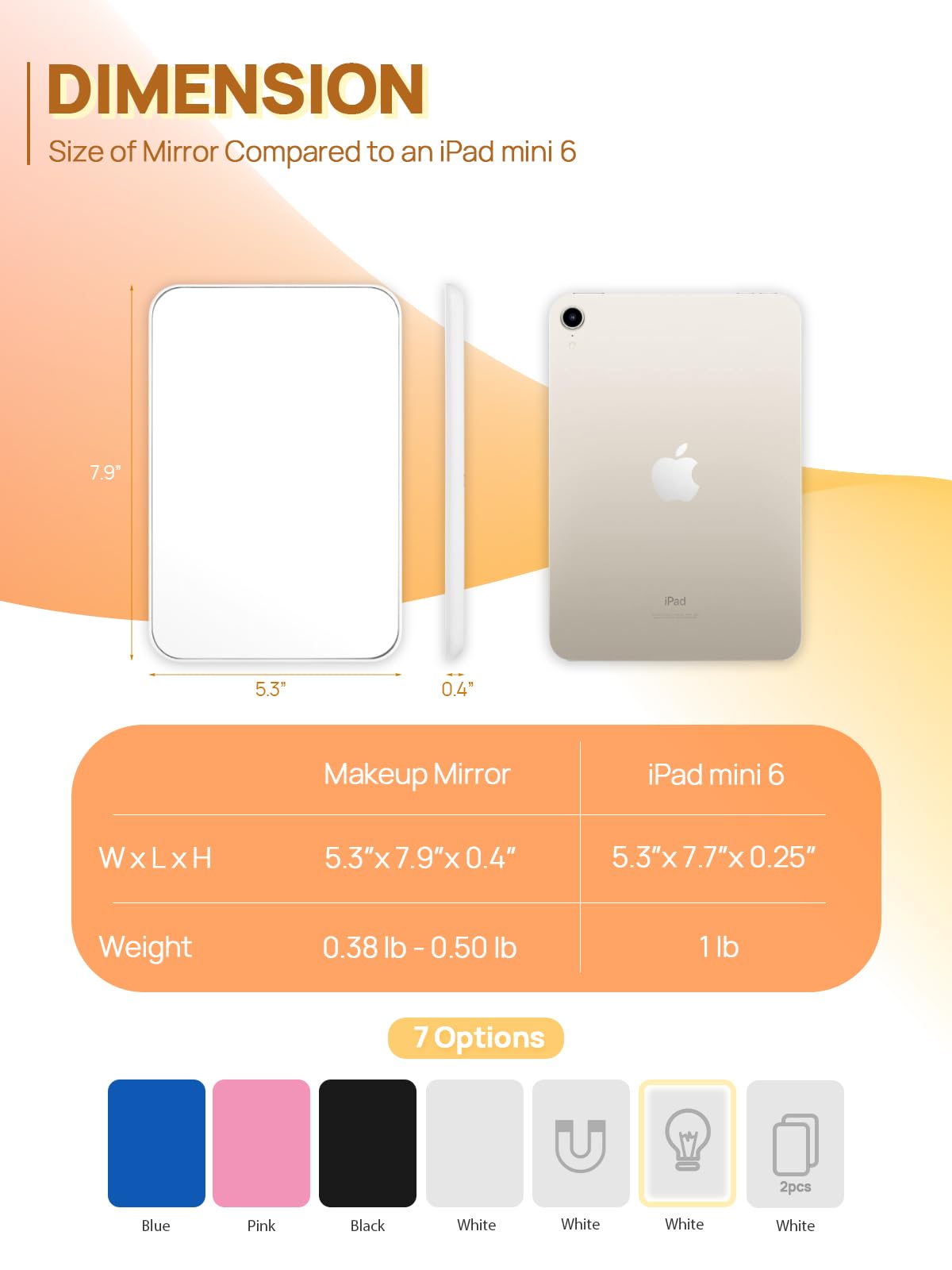 OMIRO makeup mirror with hanging hole saves desk space and hangs anywhere
