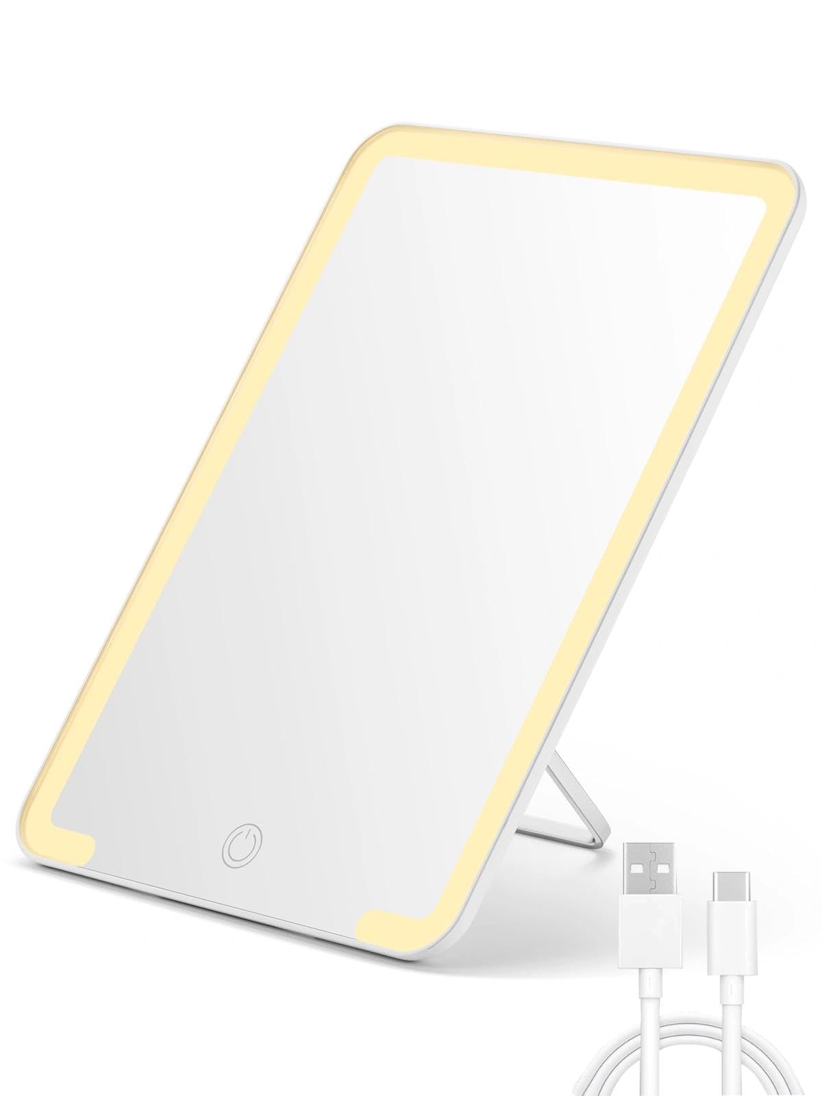 OMIRO travel makeup mirror with light, wide 10x7 inch view for detailed makeup