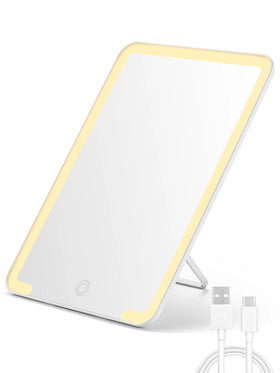 OMIRO travel makeup mirror with light, wide 10x7 inch view for detailed makeup