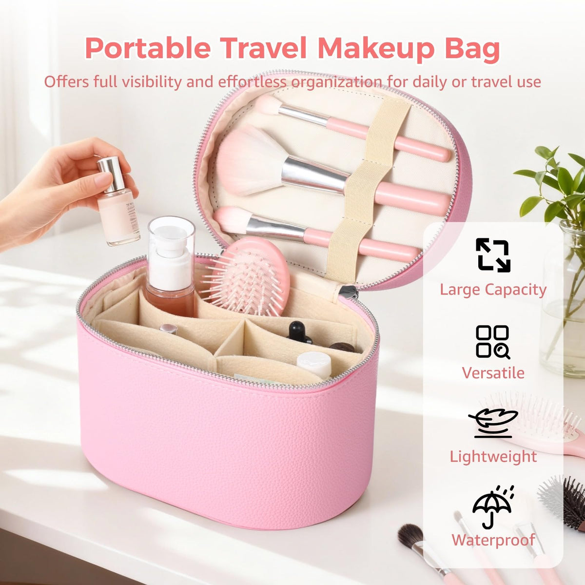 OMISTAR bag top-lid elastic straps secure brushes for tidy access
