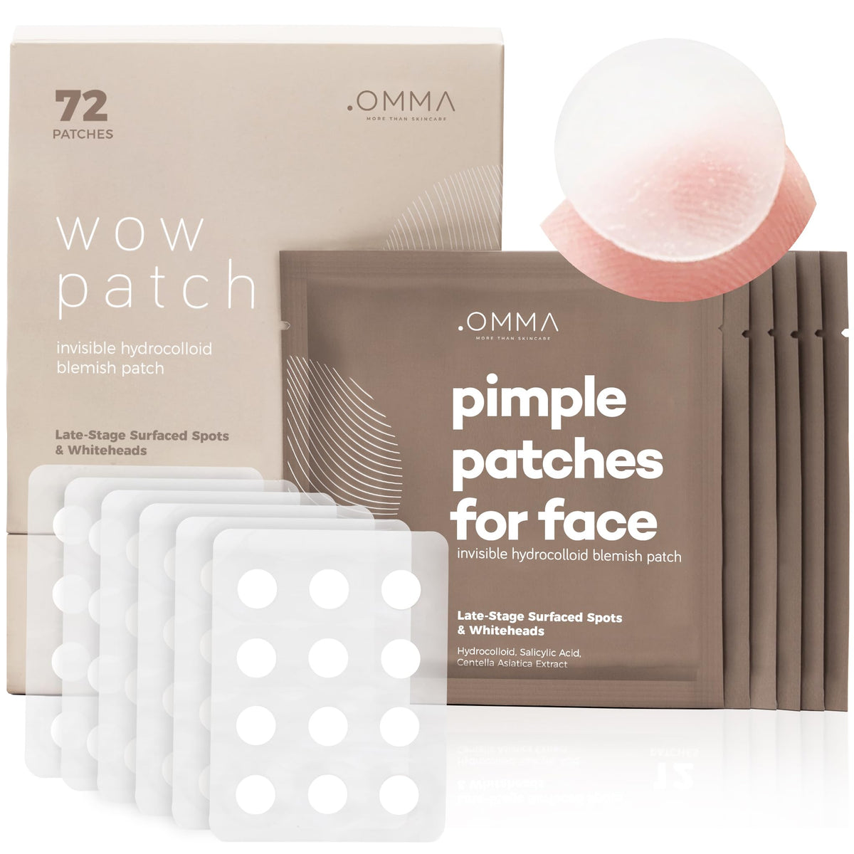 OMMA Korean pimple patches packaging showing discreet, travel-friendly design
