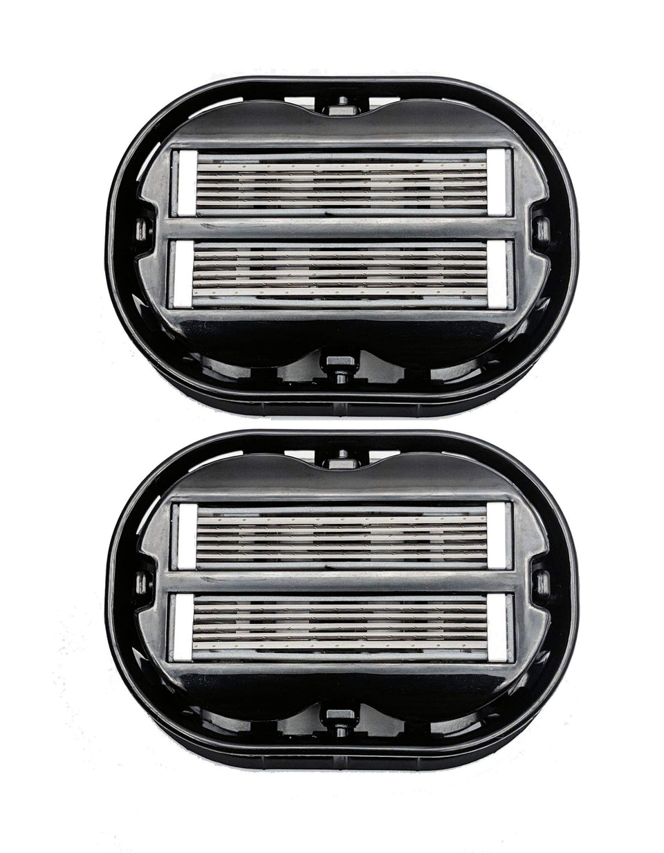 OmniShaver 2X Classic Black front view highlighting fast glide shaving action