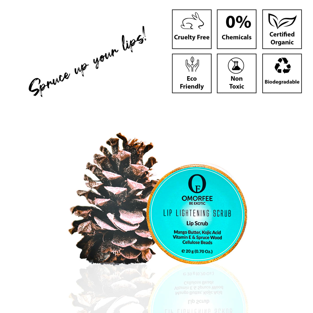 Demo of application massage on lips for 30 seconds with Omorfee scrub.