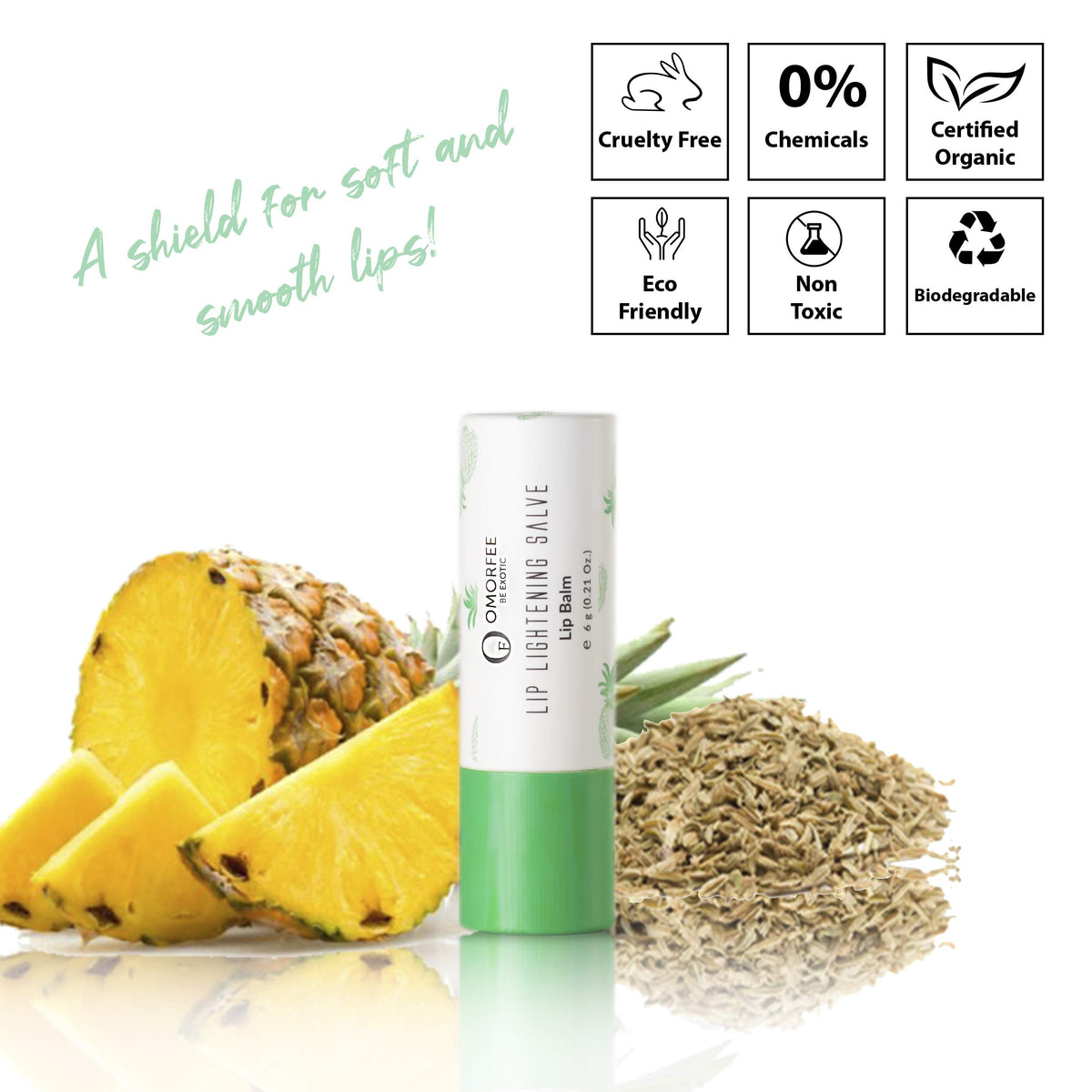 Crisp packaging of Omorfee lip lightening stick, premium and travel-ready.
