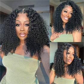Omswet curly bob wig 16inch with defined curls for daily wear