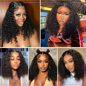 Omswet natural black human hair wig offering versatile styling options