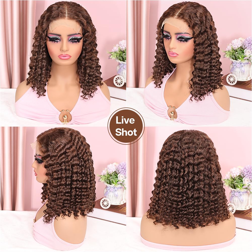Omswet wet and wavy bob wig showing flexible curling texture