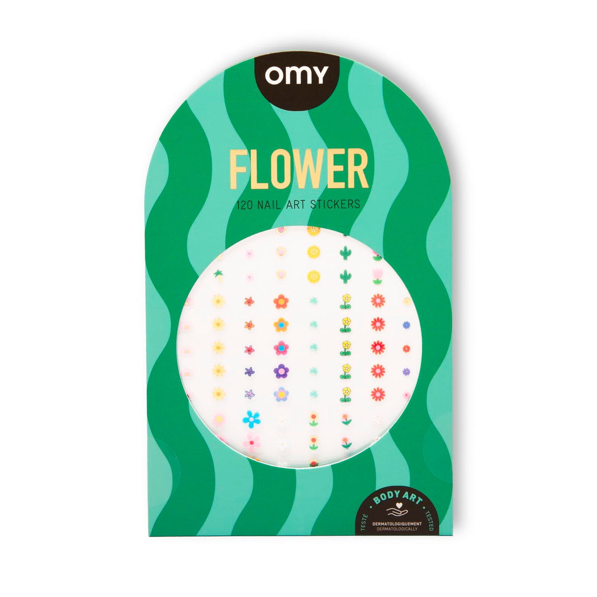 Omy Flowers Art Stickers pack with vibrant flower designs for easy, color-filled nails