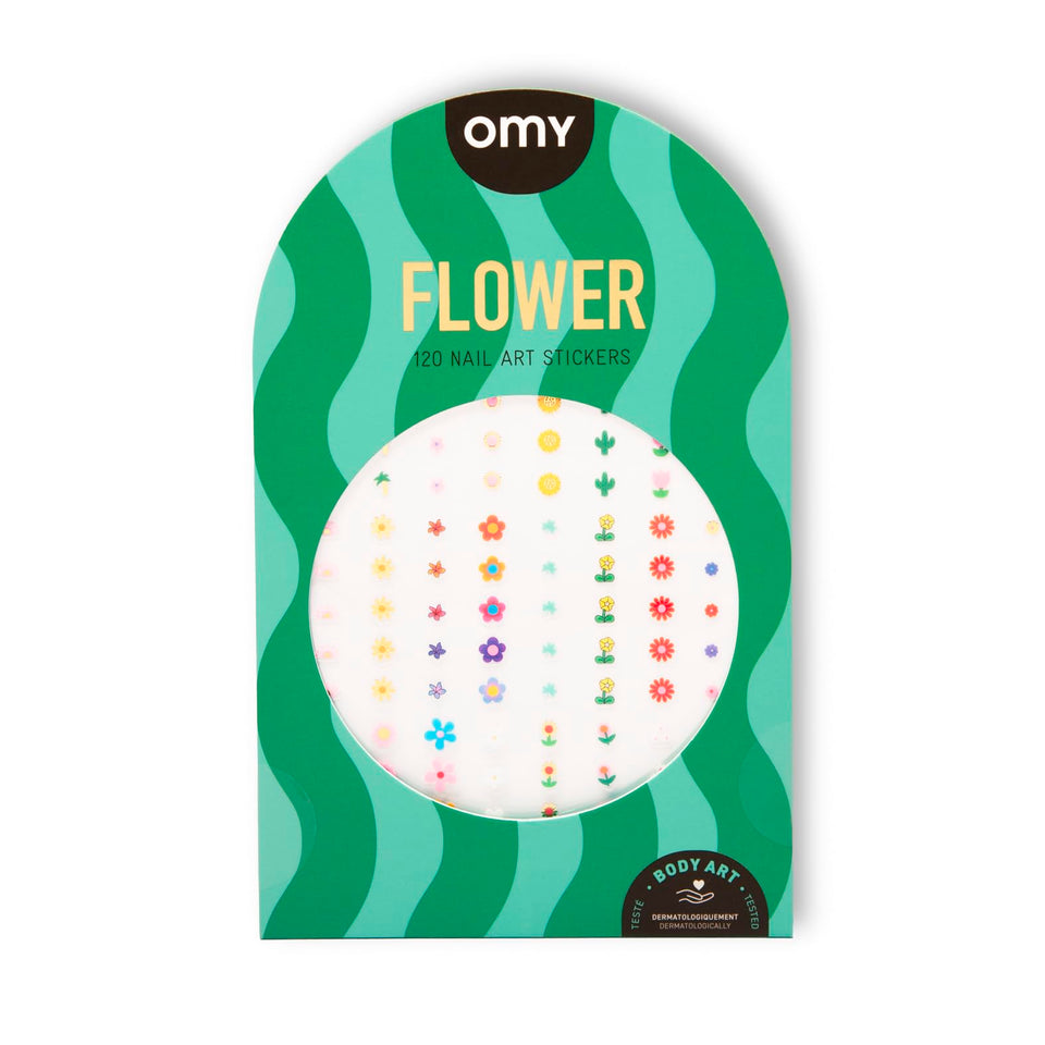 Omy Flowers Art Stickers pack with vibrant flower designs for easy, color-filled nails