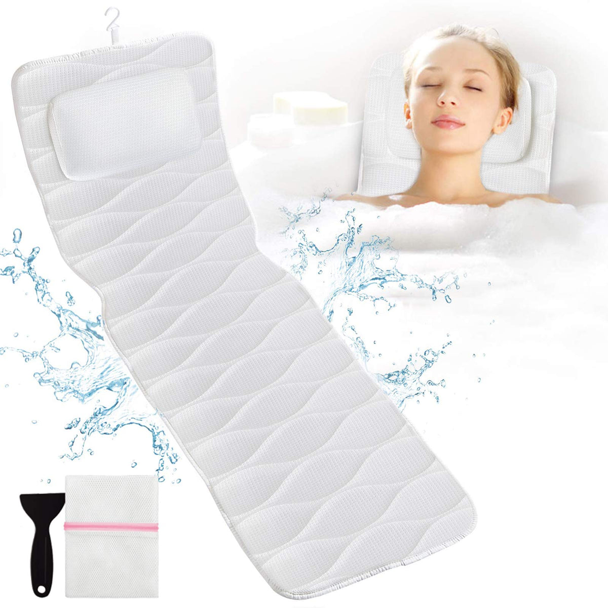 OMYSTYLE full body bath pillow front view with full back support
