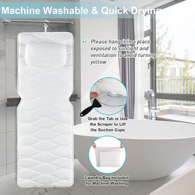 In-use OMYSTYLE bath pillow demonstrates breathable 5D mesh in tub