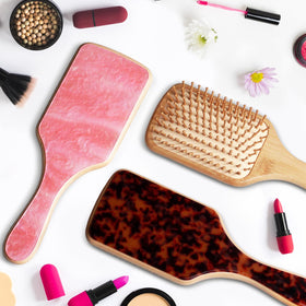 Omzjsvyq bamboo hair brush with acetate backing enhances style and grip
