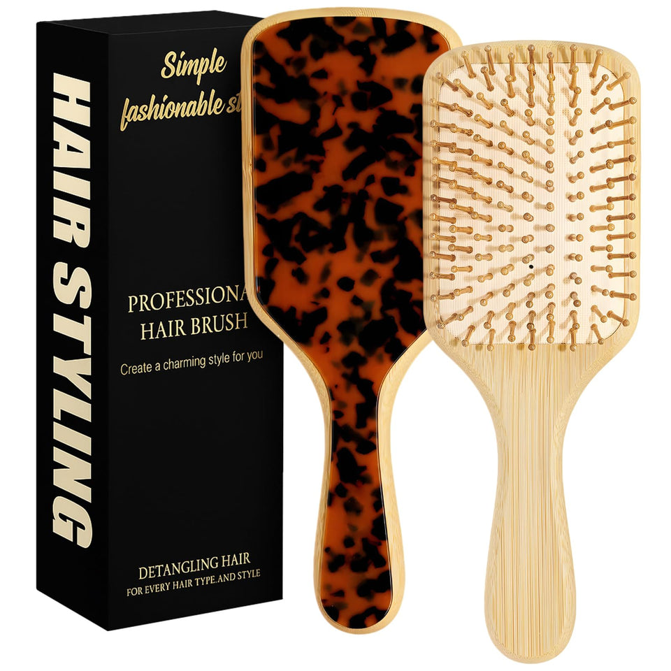 Omzjsvyq bamboo hair brush paddle smooth detangling for all hair types.
