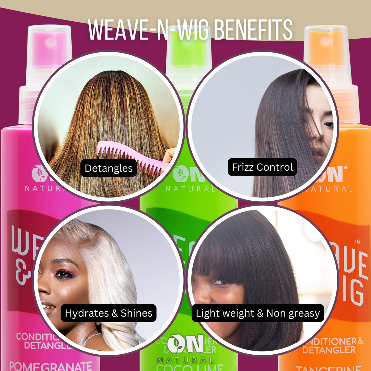 On Natural Tangerine scent wig care display suggesting refreshing routine.