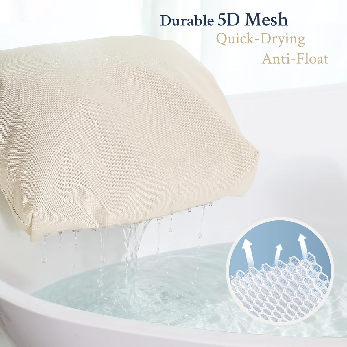 ONDAQUA skin-friendly 3D-mesh pillow stays breathable and clean.