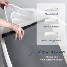 ONDAQUA Luxury Bathtub Pillow adjustable thickness fits various tub shapes.