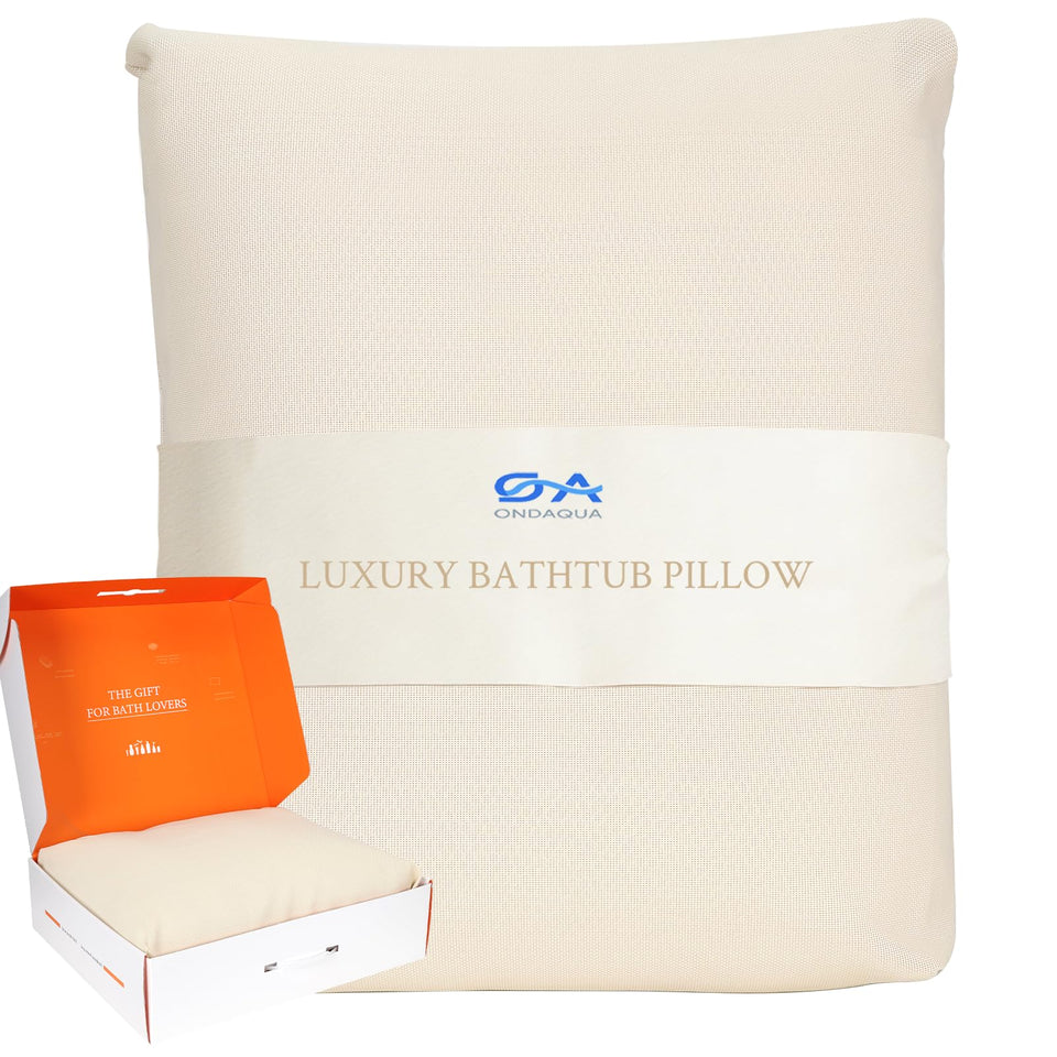 ONDAQUA luxury bathtub pillow provides back support for comfortable, longer soaks.