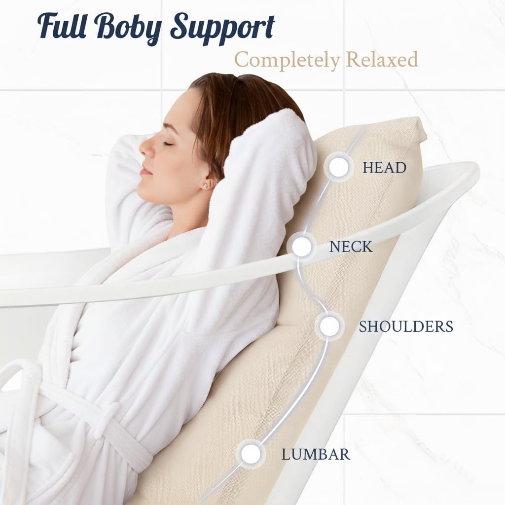 ONDAQUA luxury bathtub pillow offers neck support for relaxed baths.