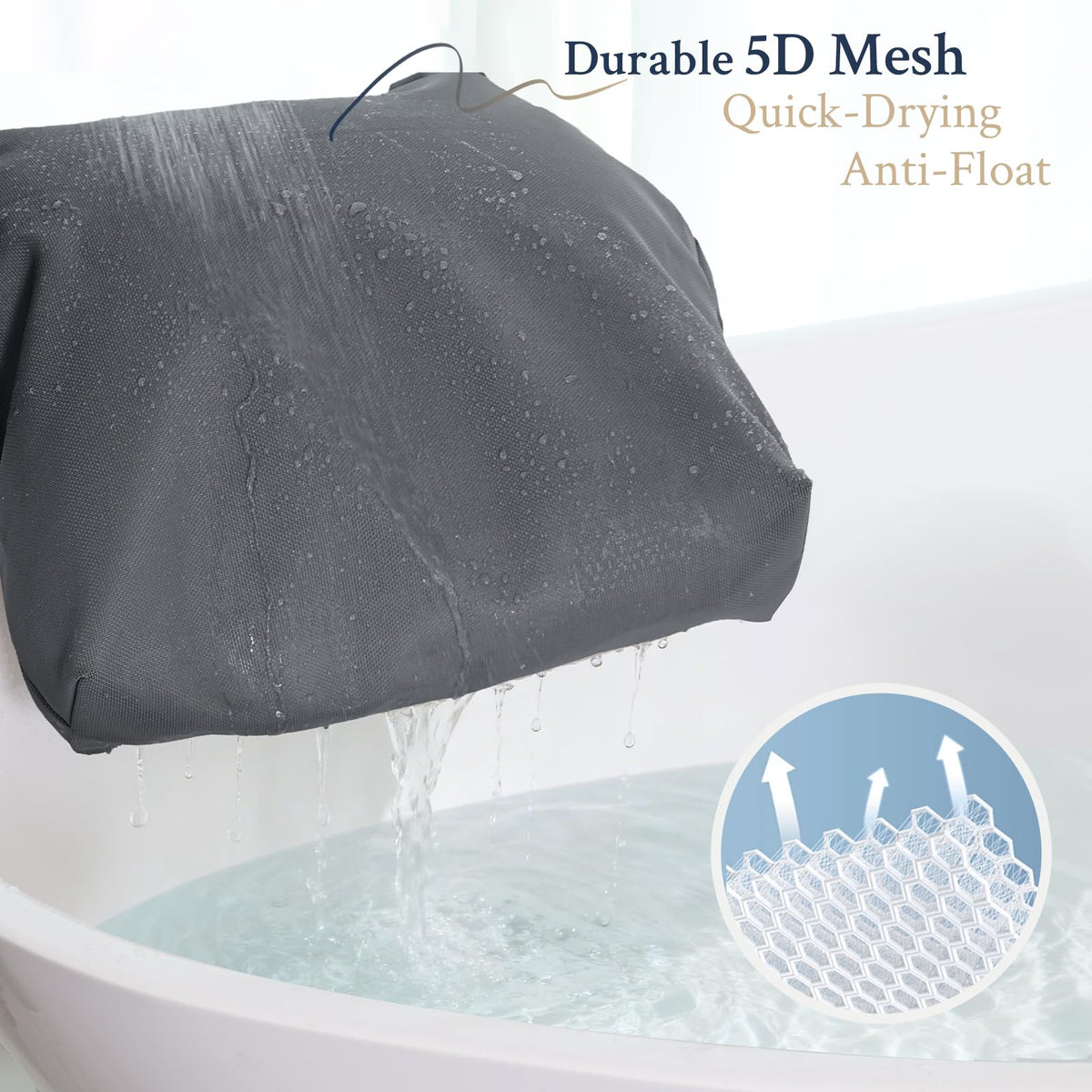 ONDAQUA Luxury Bathtub Pillow no-suction design prevents slipping.