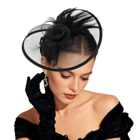 Ondder black tea party fascinator hat clip demonstrates versatile clip styling for formal events.
