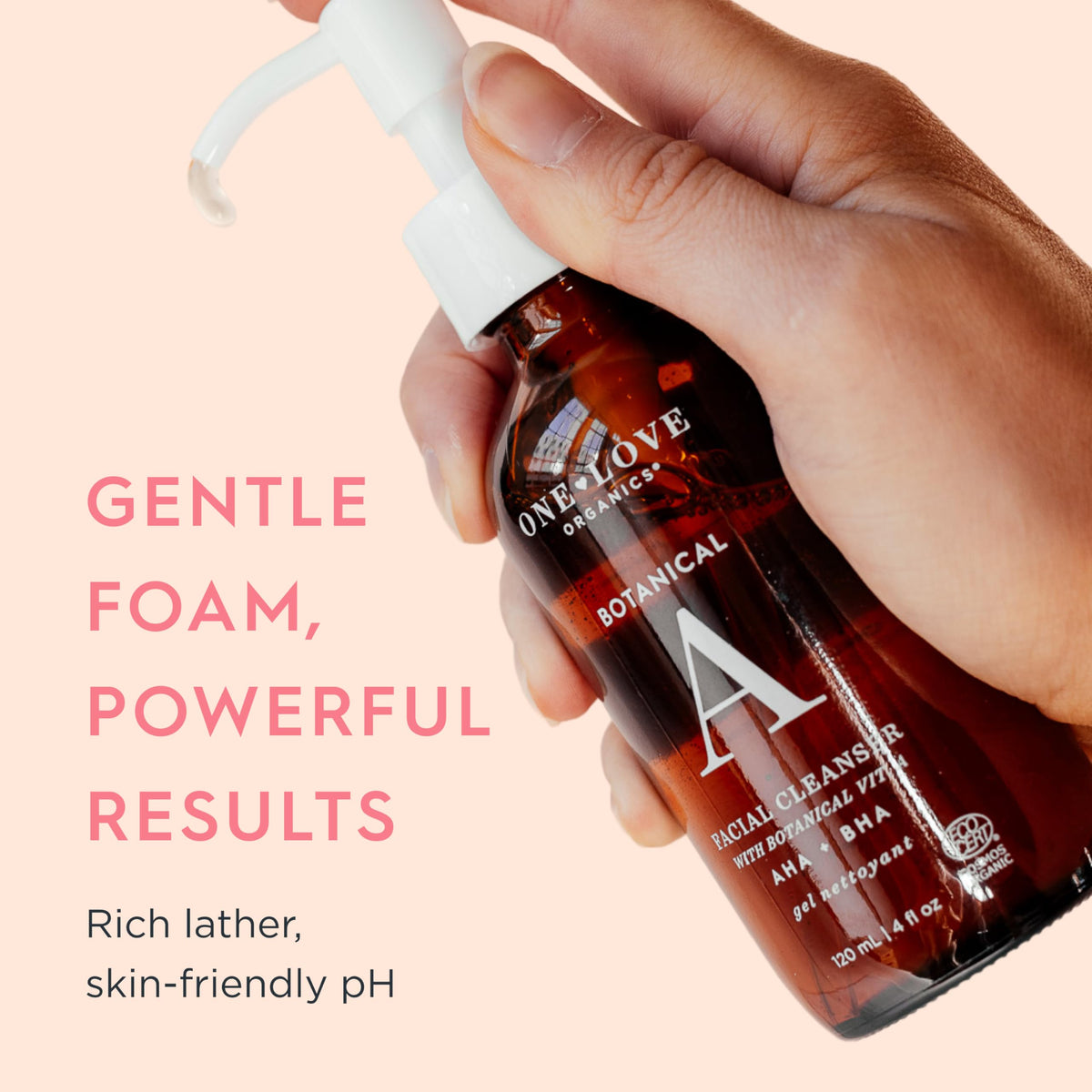 One Love Organics Botanical A Cleanser application scene highlights easy daily use