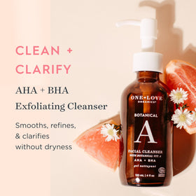 One Love Organics Botanical A Cleanser ingredients display natural acids for renewal