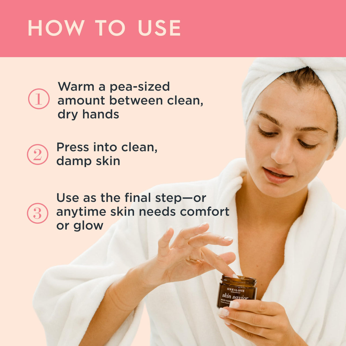 One Love Organics Skin Savior applied to a dry patch for hydration