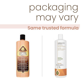 One 'N Only Moisture Repair Shampoo with argan oil droplets signaling nourishment