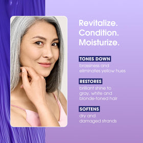 One 'N Only Shiny Silver Purple conditioner on hair for softness and smoothing