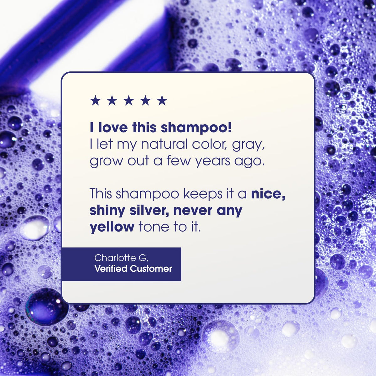 One 'N Only Shiny Silver Purple Shampoo brightens highlighted hair.