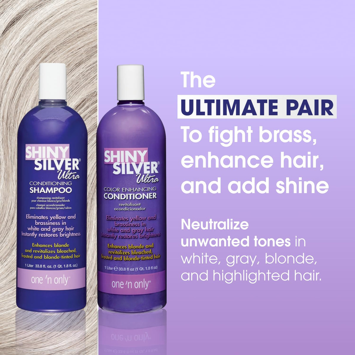 One 'N Only Shiny Silver Purple shampoo in bowl with violet-laced lather for cool tones